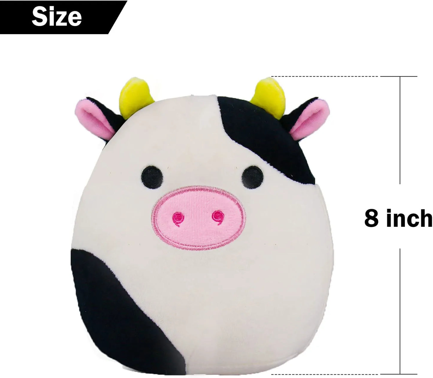 8 Inch Cow Plush Pillow,Cute Soft Cow Stuffed Animals Plushie Toy,Great Gift for Kids Girlfriend Christmas Birthday