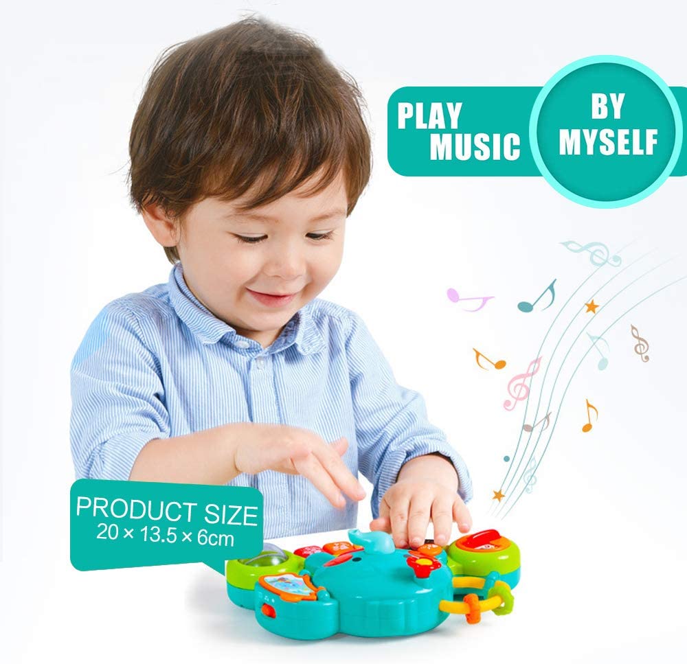 Baby Musical Toy 6+ Months - Toddler Piano Keyboard Toys Educational Learning Toy Music Activity Center Flashing Lights & Sounds Elephant Musical Toys for 6 Months + Baby Girls Boys Infants Kids
