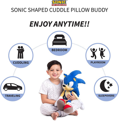Franco Kids Bedding Super Soft Plush Cuddle Pillow Buddy, One Size, Sonic The Hedgehog