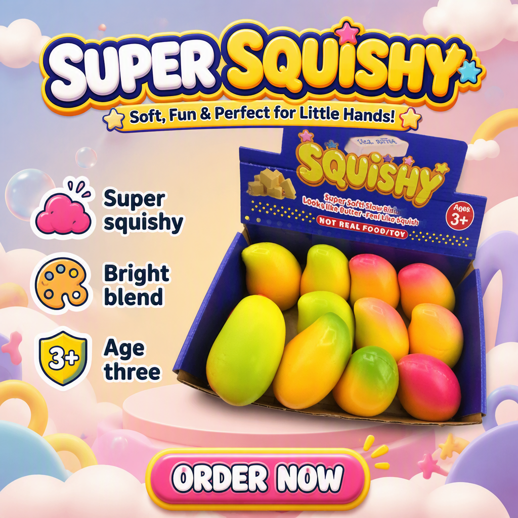 Sanqi Elan® Stress-Relief Slow-Rebound Mango Squeeze Toy for Girls & Boys 5-7 Years-Sensory Fidget & Decompression Toy