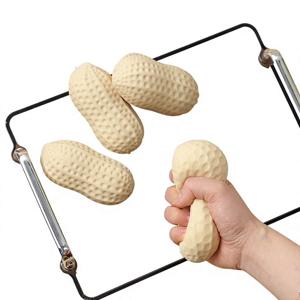 Sanqi Elan® Creative Rubber Peanut Squeeze Toy-Sensory Slow Rising Stretchy Edible-Themed Anxiety Relief Stress Ball Decompression Toy