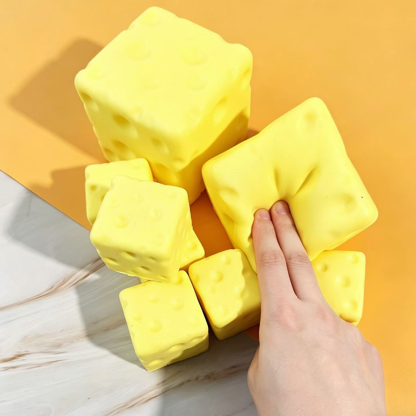 Sanqi Elan® Simulation Cheese Squishy Anxiety Relief Plastic Stress-Relief Toy Creative PU Slow-Rebound Square Venting Wholesale Available