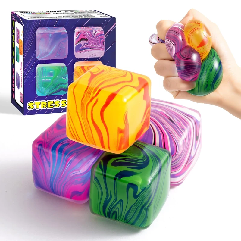 4 Pack Squishy Fidget Toys Stress Cube Bulk Squishies Slow Rising Stress