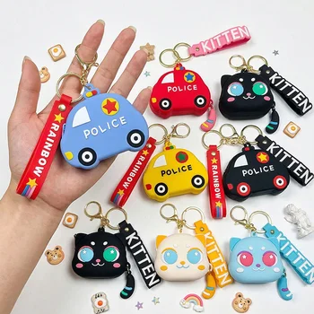 Cute Cartoon Fruit Silicone Coin Purse Keychain Bag Charm Card Holder Mini Wallet Kids Gift...
