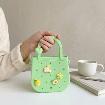 Pop It Bear DIY Hole Charms Silicone Coin Purse Mini Handbag Woven Crossbody Earphone...