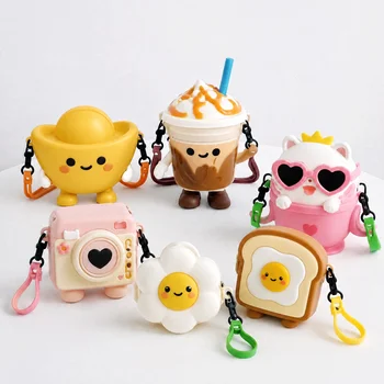 Custom Logo Wholesale Kawaii 3D Multi Shape Silicone Coin Purse Keychain Mini Earphone...