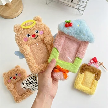 Custom Cute Plush Photocard Holder Keychain Fluffy Animal ID Card Holder Keyring Kawaii...