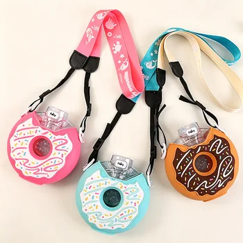 Donut Shaped Kids Water Bottle BPA Free Plastic Straw Cup Custom Logo Kindergarten Outdoor...