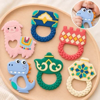 Baby Teether Infant Teether Teething Toy Teething Stick Teething Ring Silicone Teether Navy...