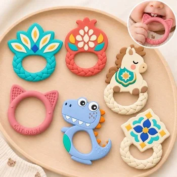 Baby Teether Infant Teether Teething Toy Teething Stick Teething Ring Silicone Teether...
