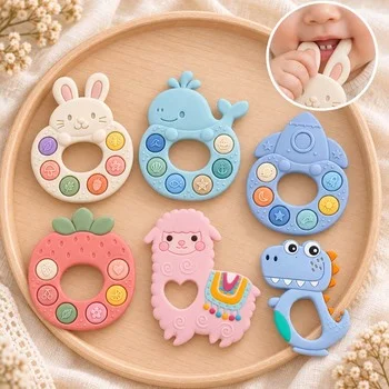 Baby Teether Infant Teether Teething Toy Teething Stick Teething Ring Silicone Teether...