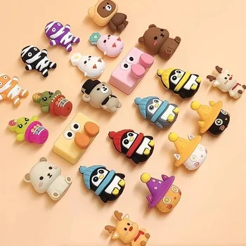 Animal Cartoon Silicone Beads with Straight Holes Penguin Bear Mummy Loose Beads for...
