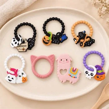 Baby Teether Infant Teether Teething Toy Teething Stick Silicone Teether Halloween Black...