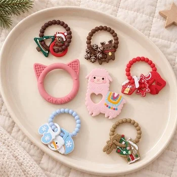 Baby Teether Infant Teether Teething Toy Teething Stick Teething Ring Christmas Snowman...