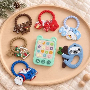 Baby Teether Infant Teether Teething Toy Teething Stick Teething Ring Christmas Gingerbread...