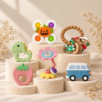 Food Shape Baby Teether Set Sushi Pizza Burger Dinosaur Teething Toy Infant Teether Non...