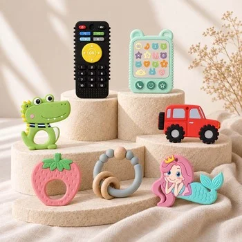 Silicone Baby Teether Assorted Styles Phone Mermaid Crab Teething Toy Infant Teether Non...