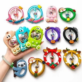 Silicone Rattle Teether Baby Teether Infant Teething Toy Teething Ring Mermaid BPA Free...