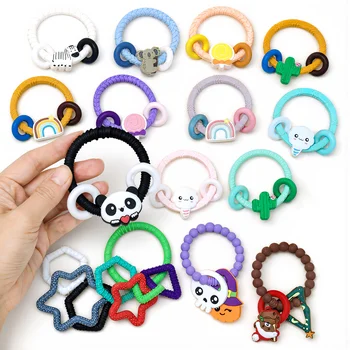 Braided Ring Baby Teether Silicone Teething Ring Infant Teether Teething Toy Lollipop BPA...