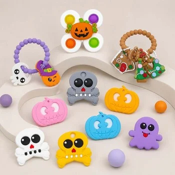 Halloween Skull Baby Teether Silicone Teething Toy Infant Teether Pumpkin BPA Free Food...