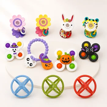 Halloween Pumpkin Skull Beaded Ring Baby Teether Silicone Teething Toy Witch Hat BPA Free...