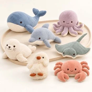 Custom Kawaii Sea Animal Plush Toy Stuffed Animals Plushie Soft Plush Toys Whale Dolphin...