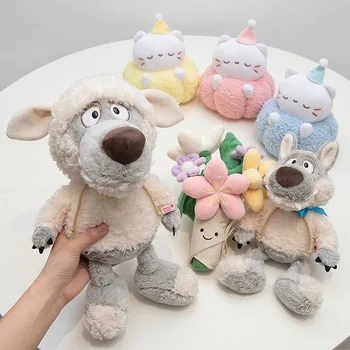 Custom Kawaii Shaggy Wolf Plush Toy Stuffed Animals Plushie Dog Cat Flower Bouquet Party...