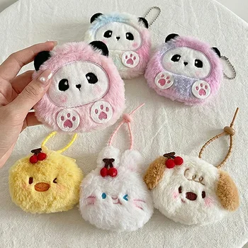 Custom Logo Cute Cartoon Plush Coin Purses Mini Cat Cherry Gradient Panda Change Purse...