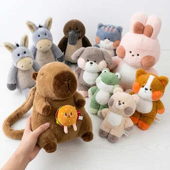 Custom Logo Capybara Backpack Plush Toys Donkey Panda Dudu Cat Bunny Stuffed Dolls...