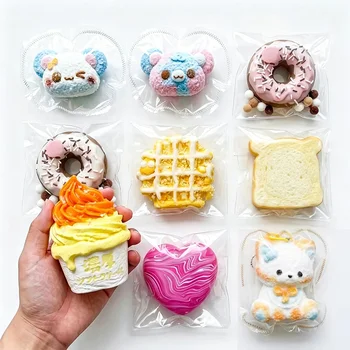 Silicone Squishy Toy Kawaii Donut Ice Cream Food Slow Rising Stress Relief Squeeze Toys OEM...