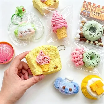 Silicone Squishy Toy Kawaii Bear Ice Cream Food Slow Rising Stress Relief Squeeze Toys OEM...