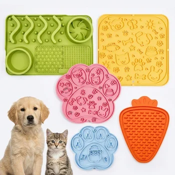 Carrot Paw Silicone Pet Placemat Lick Mat Suction Cups Slow Feeder Anti Choking Waterproof...