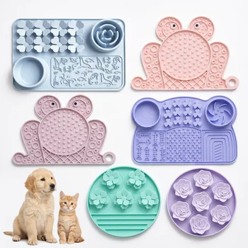 Large Food Grade Silicone Pet Placemat Suction Cups Lick Mat Waterproof Non Slip Slow...