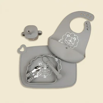 Cartoon Animal Silicone Divided Suction Plate Set Food Grade Kids Silicone Utensils Custom...