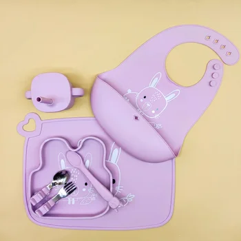 Cartoon Animal Shaped Silicone Children Tableware Food Grade Divided Suction Plate Baby...