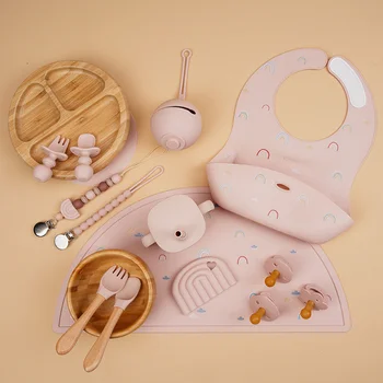 Custom Design Color Food Grades Silicone Baby Bib Dinnerware Sets Bowl Kids Dining Silicone...