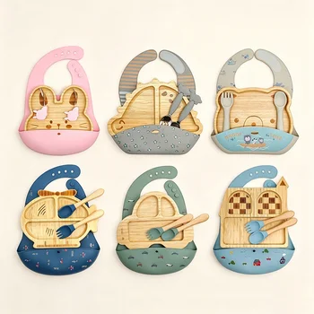 High Quality Eco-friendly Koala Animal Bamboo Children Tableware Set Custom BPA Free...