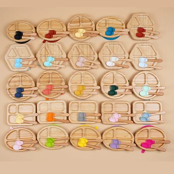 Eco-friendly Animal Bamboo Suction Plates Bowl High Quality Natural Bamboo Children Baby...