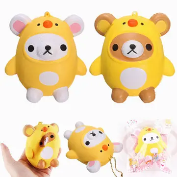 Sanqi Elan® Squishy Bear Wearing Chicken Costume Licensed Slow-Rising Squishy Cartoon Decor Gift